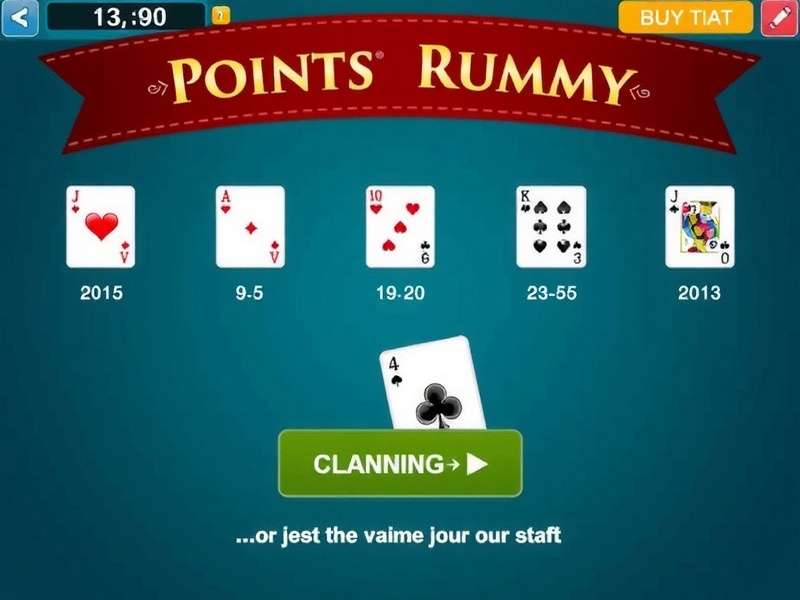 Points Rummy Deluxe Main Game Screen Points Rummy Deluxe Game Interface